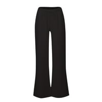 Široke hlače za žene, jednobojne udobne hlače, široke Prozračne pamučne hlače s elastičnim elastičnim strukom