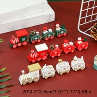 Drveni Božićni vlak sa snjegovićem, mini set ukrasa vlaka za božićne zabave, Božićni ukras vlaka kao poklon za