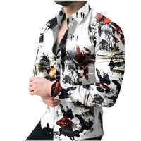 Muške košulje s dugim rukavima muški proljetni jesenski modni kardigan s printom bluza s dugim rukavima košulja