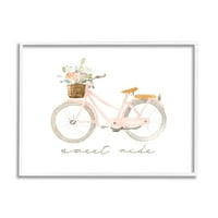 Stupell Industries Sweet Ride fraza ružičasta košarica za cvijeće za bicikle, 24, dizajn Lanie Loreth