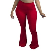 ženske casual hlače, ženska moda, Ženske casual jednobojne uske flare hlače, flare hlače za žene, crvene