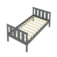 Čvrsta borova platforma blizanačka veličina okvira kreveta s uzglavljem i pločom, nije potrebna BO opruga, siva