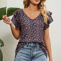 Ljetne Ležerne majice u obliku slova a za žene, majice kratkih rukava s dvostrukim volanima, Vintage cvjetne majice