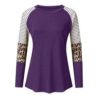 + Slatki vrhovi dugih rukava za žene, jesenske majice plus veličine za žene, ženski pulover u boji, Majica s leopard