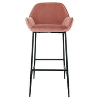 Baršunasta barska stolica u ružičastoj boji s crnim nogama