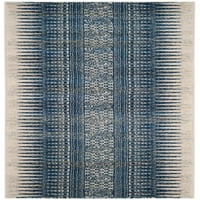 Apstraktni aztečki trkački tepih u boji Bjelokosti, plava, 2 '2 9'