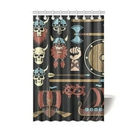 Vintage zavjesa za tuširanje od poliesterske tkanine s lubanjom vikinških gusara u kupaonici