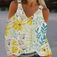 Plus-size rasprodaja Ženska majica pulover s ramena Bluza vrhovi s izrezom u obliku slova u i dugim rukavima s