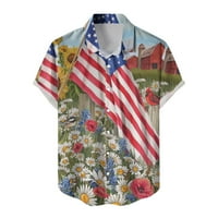 Couture košulje, muške Ležerne košulje s printom Dana neovisnosti SAD-a, košulja s krpicama, košulja kratkih rukava,