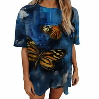 Ženska nova majica s printom leptira prevelika majica kratkih rukava s grafičkim uzorkom ljetni casual labavi