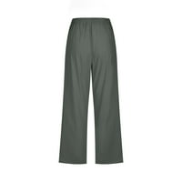 Ženske Ležerne ljetne Capri hlače od pamuka i lana, široke ošišane hlače visokog struka s džepovima