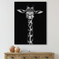 DesignArt 'Portret žirafe u jednobojnom platnu na platnu zidne umjetničke tiska