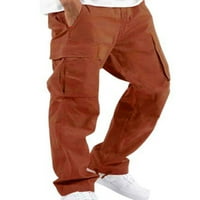 Muške jednobojne hlače u donjem rublju, pripijene ljetne hlače, Ležerne teretne hlače s džepovima, crvene, u donjem