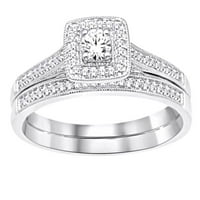 Okrugli oblik bijeli prirodni dijamantni grupni prsten za mladenke postavljen u 10k bijelo zlato veličine-4