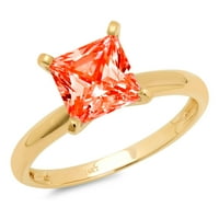 1-karatni Crveni imitirani dijamant izrezan princeza, 18-karatna gravura od žutog zlata, Izjava o godišnjici vjenčanja,