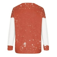 Božićne majice za žene jesenski modni pulover dugih rukava dukserica Božićni vrhovi s printom narančasta-a-list