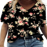 Ženska ljetna majica kratkih rukava Majica kratkih rukava s cvjetnim printom ležerni pulover tunika za plažu bluza