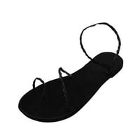 Ženske cipele Moda ljetne žene sandale tanke pletenice remen tange ravna casual plaža crna 6.5