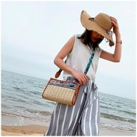 Modna dama retro etnički vjetar slamka plaža divlja torba za rame glasnika