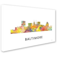 Zaštitni znak Fine Art 'Baltimore Maryland Skyline WB-1' Canvas Art by Marlene Watson