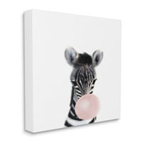 Stupell Industries Baby Zebra s ružičastim mjehurićima guma Safari Animal Canvas Wall Art, 30, Dizajn Leah Straatsma