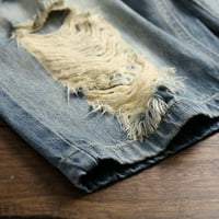 Muške elastične pripijene casual traper kratke hlače s patentnim zatvaračem ljetna modna odjeća poderane Muške