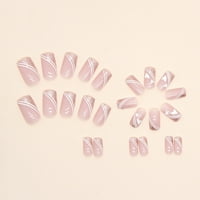 Lažni nokti u ružičastoj četvrtastoj boji sa svjetlucavima od dugotrajnog sigurnog materijala, Vodootporni lažni