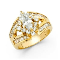 Zaručnički prsten od punog žutog zlata od 14 karata s kubičnim cirkonijem, veličine 7,5