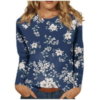 Fragarn majica s dugim rukavima bluza za klirens print pulover ženske bluze okrugli vrat casual majice s dugim