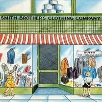 Prozori malih dječaka u trgovini odjećom za muškarce i dječake. Ispis plakata Julia Letheld Hahn