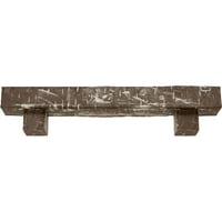 Ekena Millwork 6 H 10 d 60 W Hand Hewn Fau Wood Kamin Mantel Kit W Alamo Corbels, Vintage Mahagoni