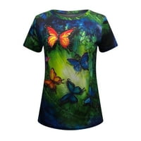 Ženske majice, elegantne Ležerne ljetne košulje s kratkim rukavima s printom leptira za žene, modna uljana slika,