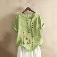 Ženska ležerna labava tunika majica s okruglim vratom s printom na kopčanje majice za Majčin dan, Zelena Ljetna