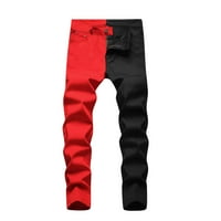 Muške prevelike hlače, novi modni casual patentni zatvarač, oprane rastezljive Casual Traper Hlače u crvenoj boji