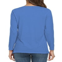 Ženski labavi vrhovi dugih rukava Ženska ležerna majica s okruglim vratom radna s neravnim rubom šik majica u