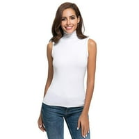 Bluza uklopljeni top bez rukava Ženska ugrađena dolčevita jednobojna Majica Ženska bluza uklopljeni Crop Top