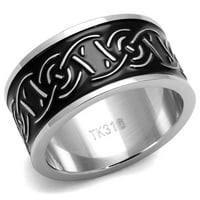 Srebrni prsten od nehrđajućeg čelika za muškarce i djecu s crnim uzorcima