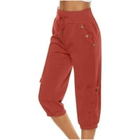 + Ljetne teretne hlače za žene Plus size modne ženske Ležerne jednobojne rastezljive široke hlače ravne široke