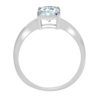 Prsten od bijelog zlata od 18 karata s prozirnim simuliranim dijamantom sjajnog reza od 2 karata od 9,75 inča