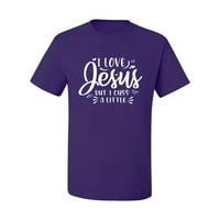 Volim Isusa, ali malo psujem, inspirativna muška majica s kršćanskim uzorkom, ljubičasta, srednja