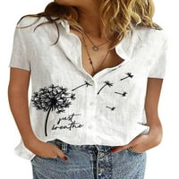 Uerlsty Womens v Neck majica dame cvjetne kratke rukave ljetne kauzalne bluze majice