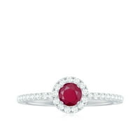 Minimalno rezani Rubin prsten za žene s dijamantnim naglaskom za žene, prsten od Rubin dijamanta, sterling srebro,