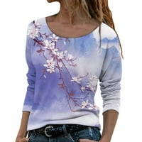 Vrhovi za žene casual pad - jesenski cvjetni print pulover posada dugi rukav do 50% popusta