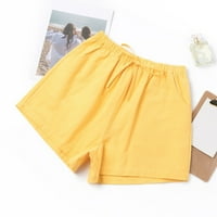 Huaai pamuk i lanene kratke hlače ženske ležerne velike veličine tiskane gaće hlače Svestrane široke noge žute