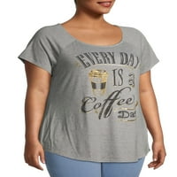Threads Women's Plus veličine Kava s kratkim rukavima grafička majica