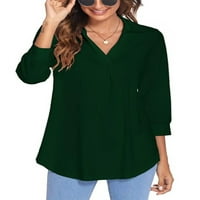 Paille Ladies bluza Čvrsta boja Košulja rukava Slušavi elegantni poslovni tunik košulja crno zelena l