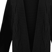 Ženski kardigani plus veličine pleteni jednobojni udobni kaput s otvorenim prednjim dijelom džemper kardigan s