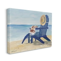 Stupell Industries prazna plava plaža stolica sa šeširom nautičke scene platnene zidne umjetničke dizajn od zvjezdanog