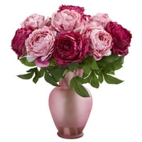 18in. PEONENT Umjetni aranžman u vazi u boji ruže
