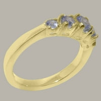 Tradicionalni prsten od žutog zlata od 14 karata britanske proizvodnje s prirodnim Tanzanitom u rasponu veličine